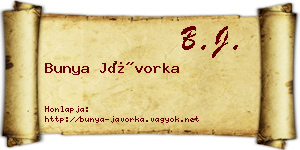 Bunya Jávorka névjegykártya